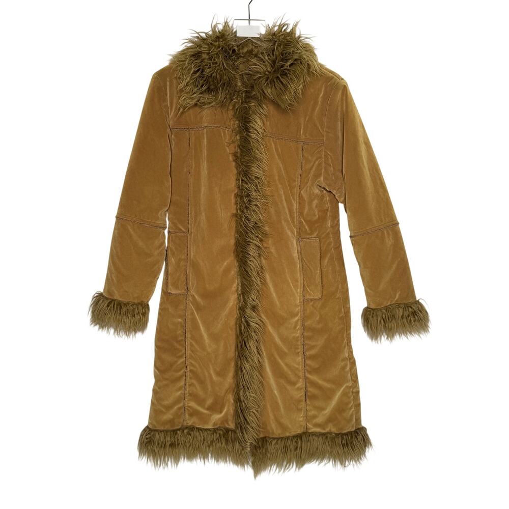 Vintage Scorpio USA Penny Lane Faux Suede Sherpa Fur Trimmed Coat M Brown *flaw